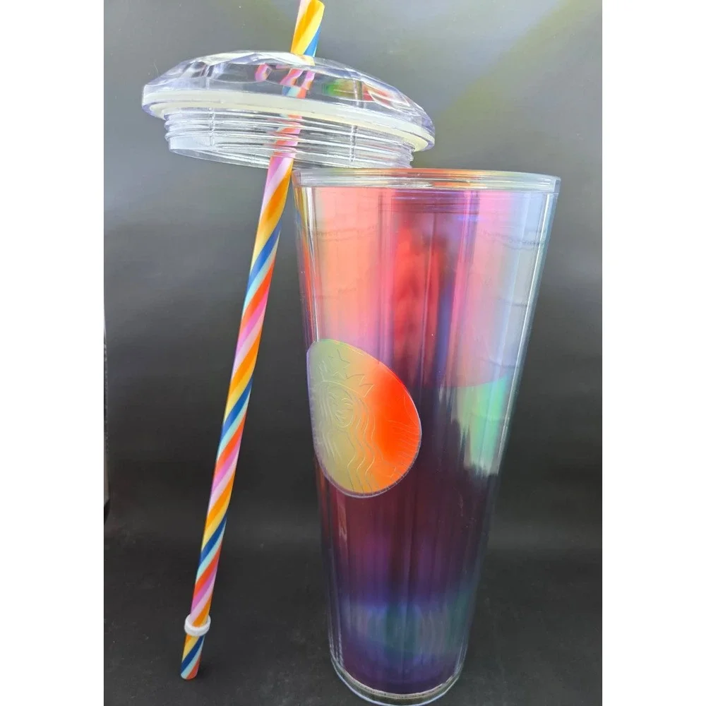 Starbucks Exclusive 2021 Rainbow Pride Kaleidoscope 24 oz Cold Cup Tumbler